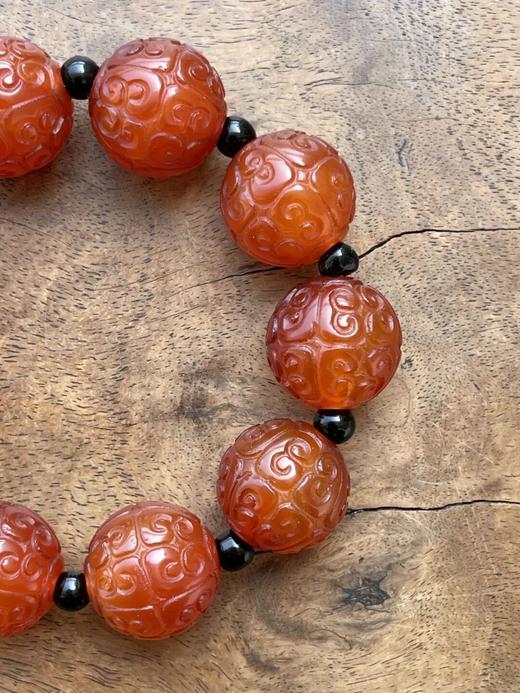 艳红玛瑙勾云纹大珠手链，顺丰包邮 商品图5