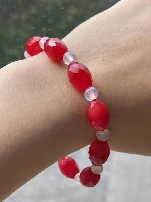 红玛瑙菱格面橄榄珠首饰三件套组，顺丰包邮 商品图11