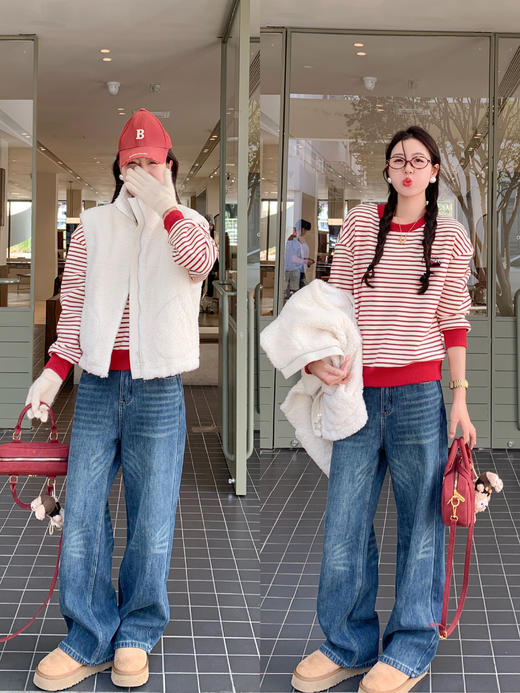 <曾小咸推荐>3.24现货秒杀 ！微信超特价！条纹加绒卫衣 日常159.99 立减80 秒杀79.99！！ 商品图8