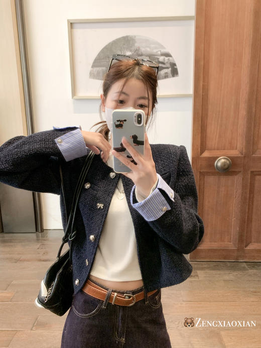 <曾小咸推荐>3.23现货秒杀 ！微信超特价！拼接小香风正肩外套 日常289.99 立减150 秒杀139.99！！ 商品图5