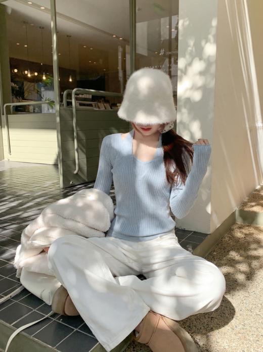 <曾小咸推荐>3.24现货秒杀 ！微信超特价！韩系挂脖假两件v领针织衫 日常169.99 立减90 秒杀79.99！！ 商品图5