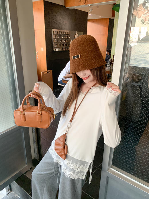 <曾小咸推荐>3.23现货秒杀 ！微信超特价！韩系v领蕾丝花边长袖T 日常149.99 立减80 秒杀69.99！！ 商品图6