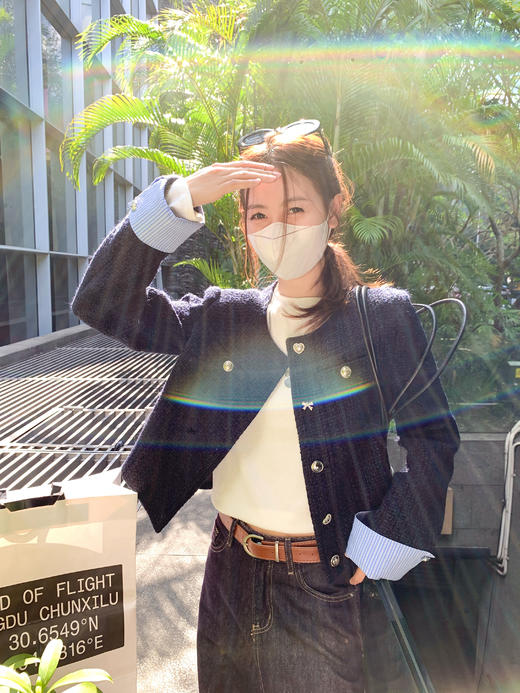 <曾小咸推荐>3.23现货秒杀 ！微信超特价！拼接小香风正肩外套 日常289.99 立减150 秒杀139.99！！ 商品图6