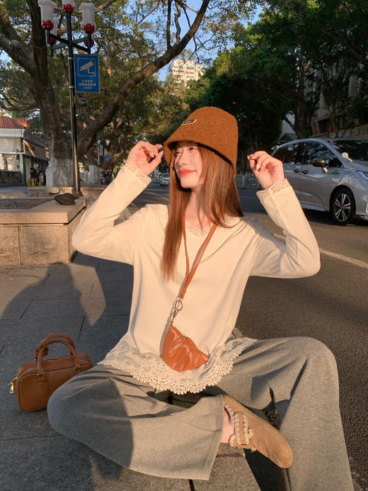 <曾小咸推荐>3.23现货秒杀 ！微信超特价！韩系v领蕾丝花边长袖T 日常149.99 立减80 秒杀69.99！！ 商品图14