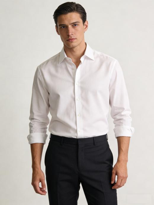 G2000男装SS26商场新款【BLACK】【免烫防皱】丝滑触感长袖衬衫61421251 商品图0