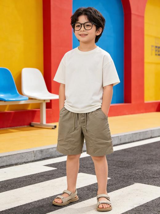 佐丹奴童装26年新款全棉净色卡其抽绳短裤03106255 商品图1