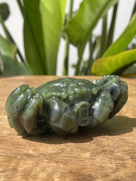 和田碧玉雕螃蟹镇纸把玩件，顺丰包邮