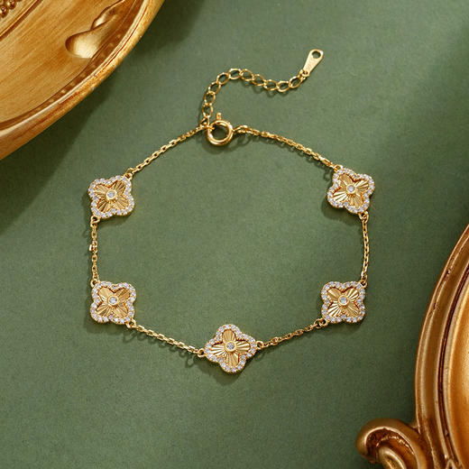 子佩集【四叶明媚】银S925手链【SL050077K】镀金四叶草2601 商品图0