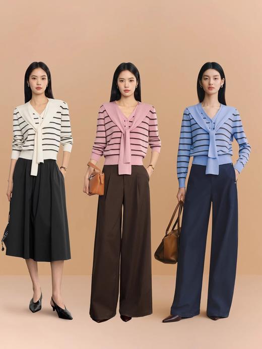 伊*丽同款桑蚕丝混纺披肩+条纹针织开衫 商品图0