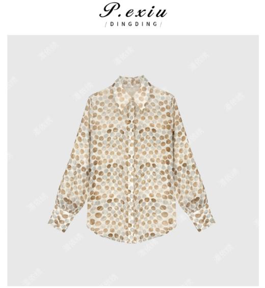 03-4潘依绣丁丁宠粉天丝清新优雅复古浪漫风波点衬衫 WH00170 商品图0