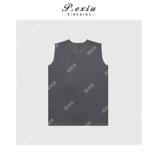 03-4潘依绣丁丁宠粉PanYiXiu/潘依绣人丝格雷系极简高级感圆领针织背心 ZZ0565 商品图1