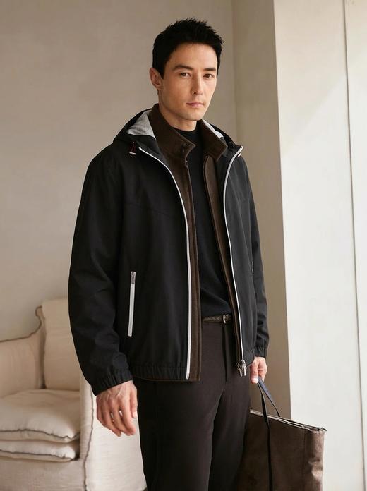 专柜3千＋重磅鼎奢连帽夹克BC天丝羊毛春季连帽外套夹克 商品图2