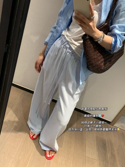 ck云水蓝色棉麻直筒裤 商品图12