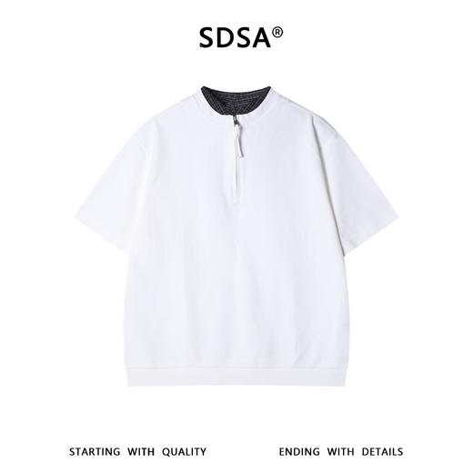 26602SDSA男装2026新款高贵轻奢韩系拼接半拉链立领短袖T恤百搭上衣潮 商品图5
