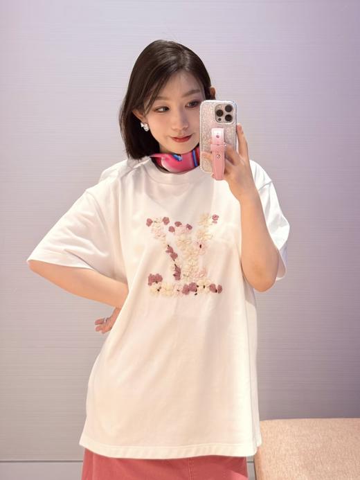 驴家 25ss字母logo真丝织带手工花短袖T恤 男女同款 （DY） 商品图0