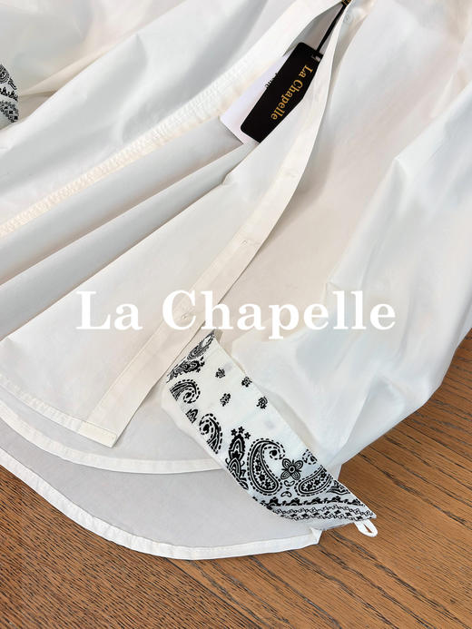 专柜实拍【极简通勤！】拉夏贝尔/La Chapelle翻领衣领内里腰果花小众拼接设计纯棉衬衣百搭时髦上衣 商品图8