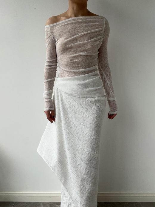 ranyepersonal｜PARADOX25RO02-1 不规则褶皱白色打底衫 [ 白 ] 商品图2