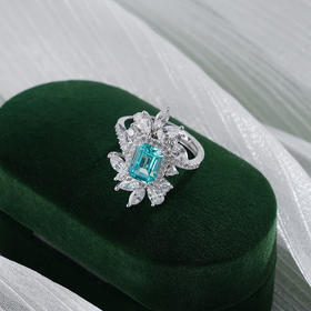 子佩集【芳华永曜】银S925戒指【RM0478-XF】培育宝石帕拉伊巴蓝碧玺2601