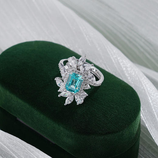 子佩集【芳华永曜】银S925戒指【RM0478-XF】培育宝石帕拉伊巴蓝碧玺2601 商品图0