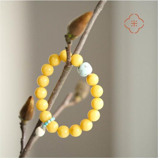 米马饰物 天然蜜蜡绿松猛犸手串 厚土润泽 生肖牛推荐 商品图2