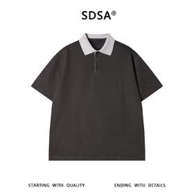 SDSA男装2026新款高贵轻奢潮牌肌理感撞色polo领短袖T恤百搭上衣