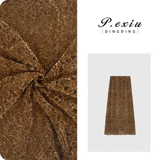 03-4潘依绣丁丁宠粉法式优雅气质蕾丝勾花温柔风半身裙W-62645 商品图0