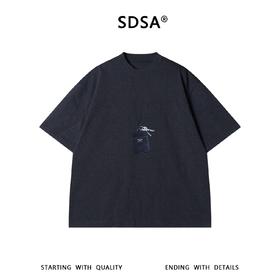 SDSA男装2026新款高贵轻奢美式卡包印花圆领短袖T恤高街百搭上衣