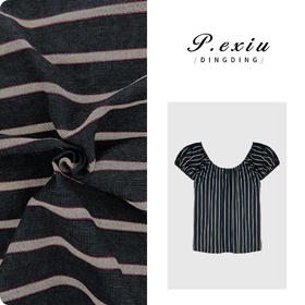 03-4潘依绣丁丁宠粉PanYiXiu/潘依绣100%棉韩系条纹泡泡袖减龄短袖衬衫 SH98112
