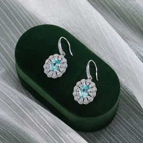 子佩集【瑰丽长馨】银S925耳环【PYE3043-XF】培育宝石帕拉伊巴蓝碧玺2601