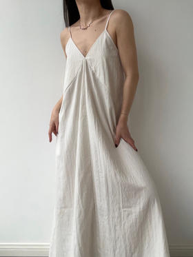 ranyepersonal｜PARADOX25DR06-1 斜纹天丝白色吊带连衣裙 [ 白 ]