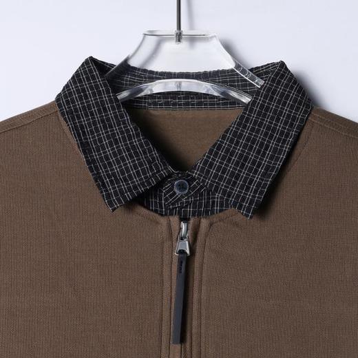 SDSA男装2026新款高贵轻奢潮牌拼接半拉链翻领假两件短袖T恤百搭 商品图1