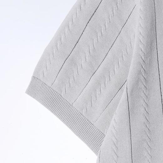 266010SDSA男装2026新款高贵轻奢老钱风纯色竖纹亨利领短袖T恤百搭上衣 商品图3