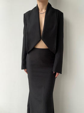 ranyepersonal｜PARADOX25BA01-3 粗斜纹黑色短款西装 [ 黑 ]