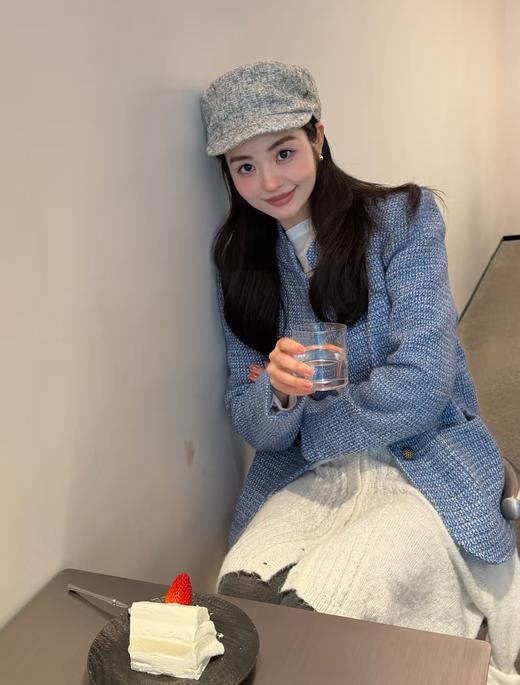 LP订制小立领中式蓝色多瑙河羊毛桑蚕丝亚麻羊绒外套 商品图11