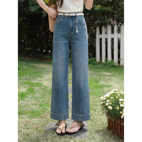 鹿向南「云禾漫夏」怀旧蓝牛仔裤夏季新款法式时尚宽松直筒长裤女