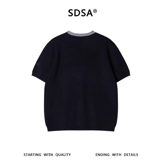 SDSA男装2026新款高贵轻奢潮牌拼色不规则领短袖T恤百搭简约上衣 商品图4