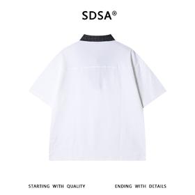 SDSA男装2026新款高贵轻奢潮牌拼接半拉链翻领假两件短袖T恤百搭