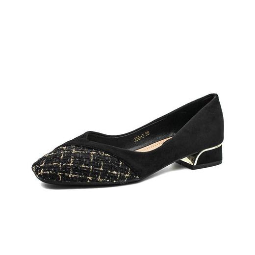 【荣王府·贵女】2026年小香风单鞋女方头浅口职业粗跟鞋百搭气质布面中跟单鞋 商品图4