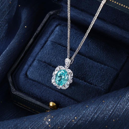 子佩集【碧海潮生】银S925套链【PM2211-XF】项链培育宝石帕拉伊巴蓝碧玺2601 商品图2