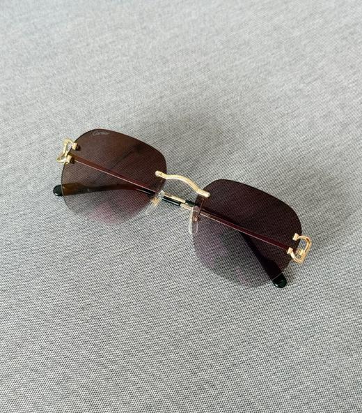 正品保真，一共35付！三款可以过奢优，意大利回流。裸镜，  三色！！！  Cartier（卡地亚） 经典的 C de Cartier 无框切边太阳镜 商品图6