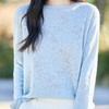 佐姿莎 松弛感亮丝提花羊毛莱混纺针织上衣  面料松软贴肤 镂空设计 透气不闷汗 精致提花 温柔高级 商品缩略图0