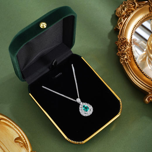 子佩集【韵华清嘉】银S925套链【PM2281-XF】项链培育宝石祖母绿2601 商品图1