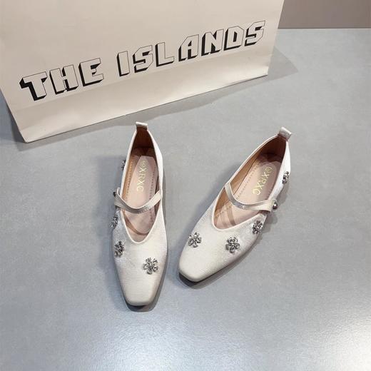 【法式宫廷粗跟鞋法式水钻玛丽珍】女鞋春夏晚晚鞋温柔水钻一字扣瓢鞋船鞋 商品图0