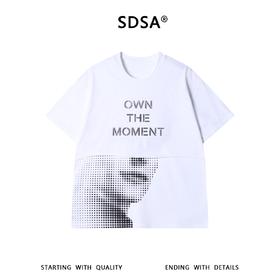 SDSA男装2026新款高贵轻奢小众设计人物字母印花短袖T恤百搭时尚