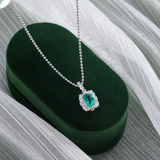 子佩集【碧海长歌】银S925套链【PM2222-XF】项链培育宝石祖母绿2601 商品图0