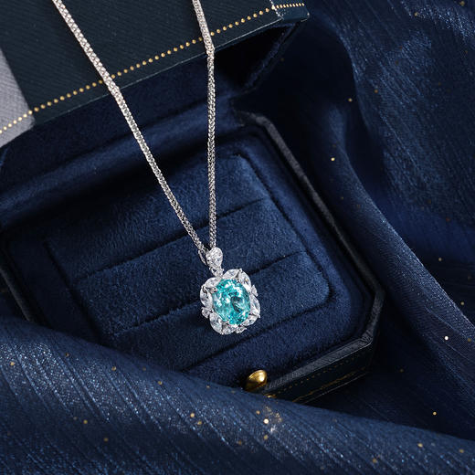 子佩集【碧海潮生】银S925套链【PM2211-XF】项链培育宝石帕拉伊巴蓝碧玺2601 商品图0