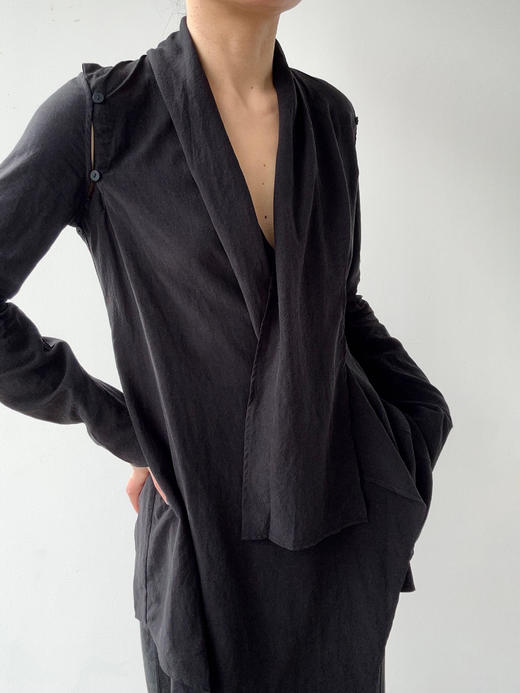 ranyepersonal｜PARADOX25RO04-2 不规则可拆卸黑色上衣 [ 黑 ] 商品图0