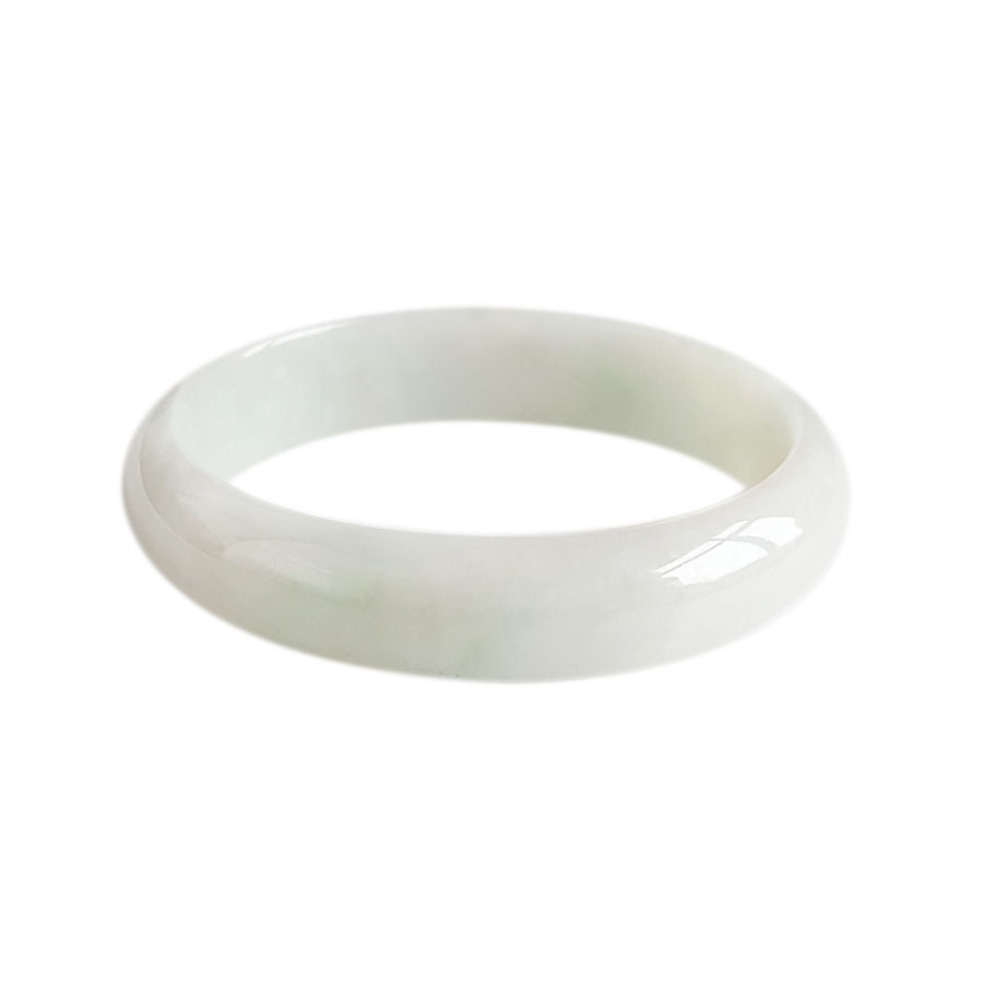 【天然正品】A货翡翠天然无纹裂糯种青白底56号翡翠贵妃手镯120326NJM13