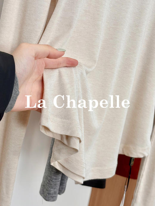 专柜实拍【莱赛尔+绵羊毛】拉夏贝尔/La Chapelle舒适好穿四色圆领字母标下摆弧形显瘦长袖T恤 商品图3