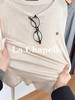 专柜实拍【莱赛尔+绵羊毛】拉夏贝尔/La Chapelle舒适好穿四色圆领字母标下摆弧形显瘦长袖T恤 商品缩略图2